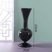 Lake Balaton 1pc Black Glass Vase, Suitable For Dried Flowers, Hydroponics, And Home Decor, Can Be Used As Tabletop Decoration,Halloween Decor, Fall Decor Room Decor Flower Vase - Black - View 17