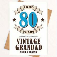 80th Birthday Card, Dedicated To 80 Year Old Grandpa, Fun Birthday Card, Thanksgiving, Halloween Card