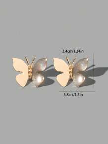 1 Pair Simple Elegant Drip-Oil Butterfly Jewelry Earrings, Suitable For Daily Wear And Gatherings/Parties, Versatile, Perfect Gift (Artificial Drip-Oil Color May Vary Slightly)