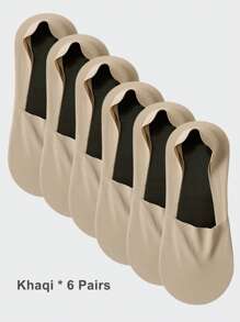 1/3/6 Pairs Men's Solid Bottom Breathable Solf Nylon Upper Low Cut Invisilbe No Show Socks With Non-Slip Gel At Heel, Suitable For Sports Or Daily Use