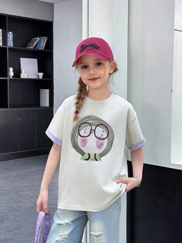 Tween Girl Short Sleeve T-Shirt, Summer Fashion Lightweight