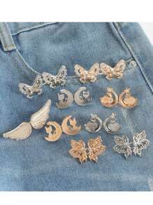 1 Pair Butterfly Waist Shaping Belt Buckles, Detachable Seamless Zinc Alloy Denim Buckle Waistband Adjuster