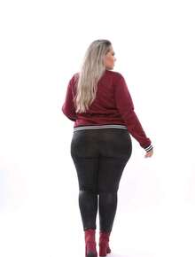 PLUS SIZE BOMBER JACKET - 酒紅色 - 查看 3