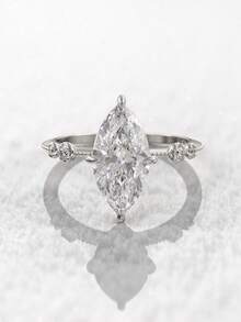 1枚925纯银经典四爪镶嵌马眼戒指，女士经典透明闪亮戒指，银戒指，复古风格，可作指环饰品或礼物 - 四爪手鑲馬眼 - 查看 8