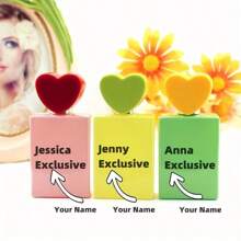 3 buc sticle de parfum personalizate, pătrate, de culoare bomboane, de 30 ml, cu pulverizator, reutilizabile, în formă de inimă, potrivite pentru cadouri unice personalizate de ziua de naștere, Ziua Îndrăgostiților, culoare aleatorie a sticlei