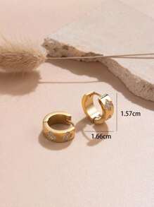 1 Pair Fashion Minimalist Micro-Inlaid Diamond Patterned Stainless Steel Hoop Earrings