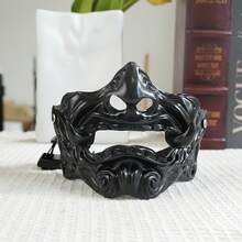 1 件面具魔鬼武士歌舞伎般若魔鬼半脸面具角色扮演魔鬼般若面罩般若鬼半脸罩胖鬼脸獠牙面具 - 彩色 - 查看 2