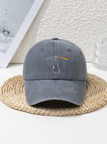 1 Stück Unisex Retro verwaschener Regenbogen Katze Silhouette Cartoon verstellbare lässige süße Street Polyester bedruckte Soft Top Baseballkappe, geeignet für Frühling/Sommer/Herbst/Winter