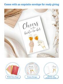 1pc Bridal Shower Card For Bride To Be, Bride To Be Wedding Gift, Funny Wedding Card For Newly Married Female Friend Women Her Engagement Card, Bridesmaid Card - Multicolor - View 2