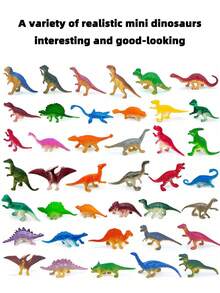 48pcs Colorful Plastic Dinosaur Toys, Approx. 2-3 Inches, Mini Realistic Dinosaur Figures, Small Dinosaur Animals, Mini Dinosaur Models, Tiny Characters, Mini Dinosaur Toy Set, Spring/Summer Decor (Random Color & Style), Dinosaur Toys, Sandbox Decor, Creative Holiday Gift, Dinosaur Themed Birthday Party Favor, Creative Gift, Birthday Gift - Multicolor - View 2