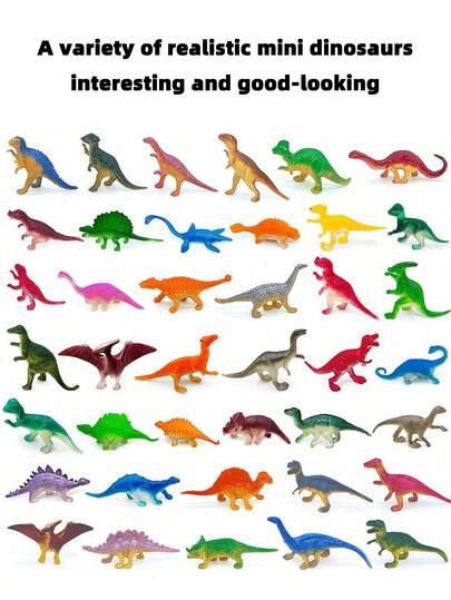 48 Pcs Color Plastic Dinosaur Toys Of About 2-3 Inches In Size, Mini And Realistic Dinosaur Characters, Small Dinosaur Animals, Small Dinosaur Models, Mini Characters, Mini Dinosaur Toy Sets, Spring And Summer Decorations (Any Color And Style), Dinosaur Toys, Sand Table Decorations, Creative Festival Gifts, Dinosaur Birthday Party Gifts, Creative Gifts, Birthday Gifts