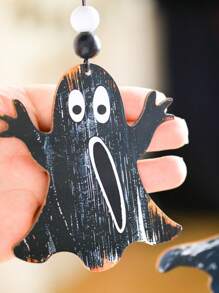 1Pc Halloween DIY Wooden Hanging Ornaments – Ghost, Skull & Witch Hat Cutouts With String For Spooky Wall, Door, Ceiling, Party, Haunted House Decor Home Decor Halloween Decor Fall Decor Room Decor