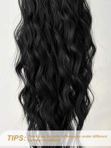 Extensión de cola de caballo de 26 pulgadas de color negro, cabello sintético ondulado resistente al calor, adecuado para mujeres y niñas para uso diario y ocasiones de fiesta - Negro - Ver 8