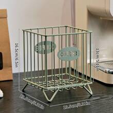 1pc Coffee Capsule Storage Box - Metal Material, New Square Design High Capacity Organizer, Home, Snack And Candy Storage Basket, Ideal For Kitchen, Bar Or Coffee Shop Counter Display, Colorful Coffee Bar Decor