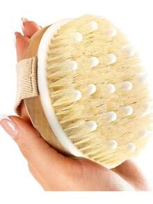 1支MMG干刷身体刷，减少脂肪团，用于干刷去除脂肪团和淋巴引流，带有柔软按摩凸点去角质刷，沐浴磨砂膏 - 乾洗沐浴身體刷 - 查看 4