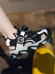 1 Pair Boys Outdoor Sports Sandals With Toe Cover, Children Fashion Beach Sandals