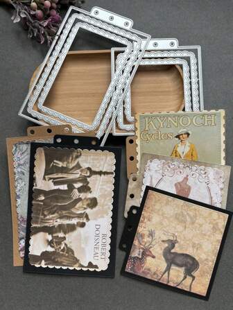 1 件矩形活页金属切割模具，复古魅力，精致碳钢冲压模具，创意手工 DIY 印刷切刀，用于制作相册、卡片、贺卡等礼物