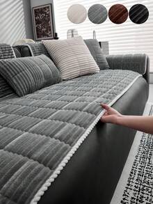 1 件简约绗缝天鹅绒沙发垫套，宠物友好且加厚 - 适合 1/2/3/4 座沙发，防滑客厅组合沙发套，宽松座垫套，可机洗