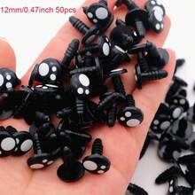 50 chiếc mắt Amigurumi kèm vòng đệm mắt móc màu đen 8mm 10mm 12mm14mm 16mm dùng để làm búp bê DIY móc động vật phụ kiện may vá - màu đen - Xem 15