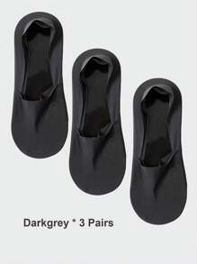 1/3/6 Pairs Men's Solid Bottom Breathable Solf Nylon Upper Low Cut Invisilbe No Show Socks With Non-Slip Gel At Heel, Suitable For Sports Or Daily Use