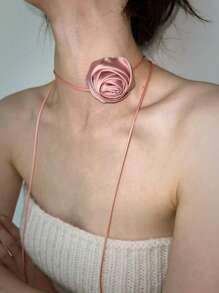 1 szt. Projektant, ręcznie robiony, naszyjnik z kwiatów lilii Calla, damski naszyjnik choker, kryształowa perła, frędzle, łańcuszek na obojczyk, elegancka francuska dekoracja kwiatowa, styl boho, idealny na imprezy i bankiety, wesela, święta, wakacje, randki