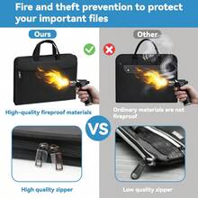 Fireproof Accordion File Organizer With Handle, File Folder With 3 Ring Binder, 13 Pocket Expanding File Folder With Zipper & Labels, Multi Pockets Paper Organizer Folder For Letter A4 Files,Portable Document Box For Passport, Files, Certificates - màu đen - Xem 6