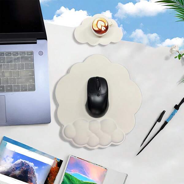 2 szt. Podkładka pod nadgarstek w kształcie chmury - ergonomiczna podkładka pod nadgarstek do komputera biurowego, do gier domowych, do myszy, miękka pianka poliuretanowa, łagodząca ból, odpowiednia do komputera domowego i biurowego