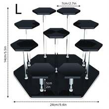 亚克力展示架，六角形娃娃展示管架，收藏品，化妆品，香水收纳架，食品和甜点展示架，家居装饰，圣诞礼品架 - 黑色 - 查看 10
