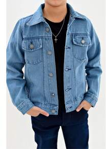 Pimbolim Jeans Boy's Jean Jacket, Children's, With Pockets, Super Stylish. - 淺藍色 - 查看 2