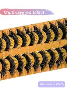 10 pares de pestañas postizas de visón 3D naturales y suaves, set de maquillaje con extensiones de pestañas de visón, pestañas cortas