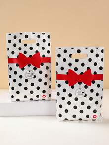 10/25/50 piezas Bolsas de regalo con lazo a lunares blanco y negro, diseño de historia de amor, bolsas de fiesta de cumpleaños, bolsas de favor de boda, bolsas de embalaje de dulces de regalo de cumpleaños, decoración de baby shower, decoración de cumpleaños, recuerdos de fiesta - corbata de moño - Ver 6