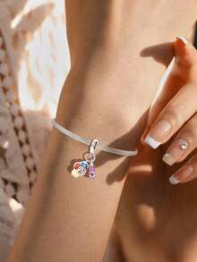 1 Stück 925 Sterling Silber rund um die Welt Reisender Flugzeug Charm Perle geeignet für Frauen Armbänder Armreifen DIY Schmuckherstellung und passende Schmuckdekoration für Mädchen im Alltag - Silber - Übersicht 4