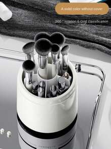 360° drehbare Make-up Organizer Box, leichter Kunststoff Kosmetik Aufbewahrung, drehendes Design - ideal für Pinsel, Lippenstifte, Eyeliner und Lidschatten - Aufsteller für Arbeitsplatte, keine Stromversorgung nötig, Make-up Organizer | Modernes Ästhetik | Kunststoff, Schminktisch Make-up Organizer
