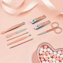 14pcs Pink, Blue, Green Nail Clipper Set For Home Use, Manicure Tools