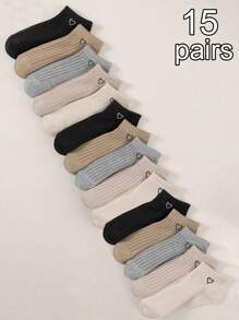 10/15 Pares de Meias Coloridas de Coração para Tornozelo, um Acessório Essencial para Garotas, Estilo Doce Japonês, Uso Diário Versátil, Design Baixo, Antiderrapante e Hipoalergênico, Meias Confortáveis e Respiráveis para Mulheres