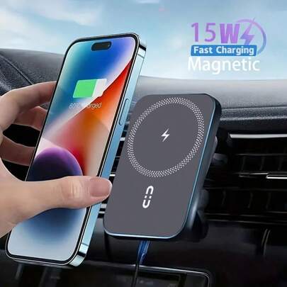 15W Magnetic Wireless Car Charger Suitable For IPhone 16/15/14/13/12 Series, Car Navigation Bracket, Phone Holder, Car Phone Accessories