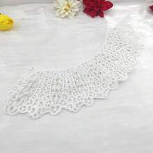 1 件白色叶子图案蕾丝领，镂空蕾丝可拆卸假领，牛奶丝花边饰边，适用于女士服装配饰