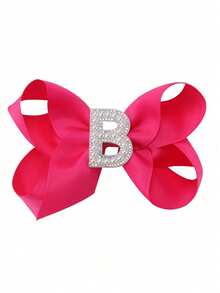 1 pieza Clip de pelo con perla y lazo con brillo con letras de la A a la Z, clip grande hacia arriba, adecuado para niñas, accesorio de pelo para niños, regalo - Rosa Fucsia - Ver 9