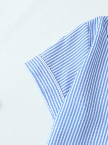2pcs Striped Print Short Sleeve & Shorts Women Pajama Set