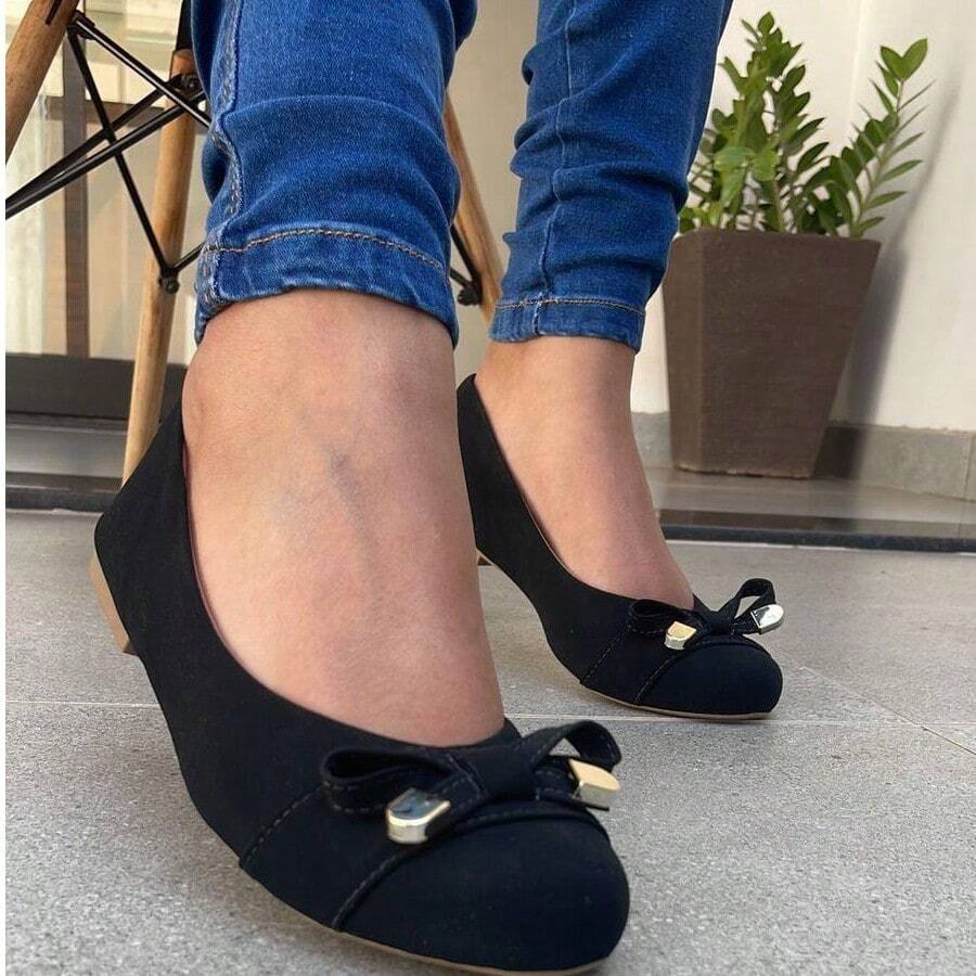 Women's Round Toe Delicate Comfort Flats - màu đen - Xem 1