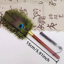 28-47cm künstliche Feder mit Nussholzgriff Staubwedel, mit Quasten Haushalts Staub Wischer Bürste Griff Entfernung und Reinigungsornament, antistatisch Entfernungs Duster Fellendreinigungsutensilien