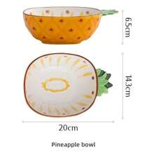 Creative Ceramic Bowl Hand-Painted Fruit Modeling Cute Rice Bowl Fruit Salad Plate Pineapple Strawberry Lemon Ceramic Tableware - 鳳梨碗 - 查看 2