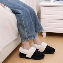 New-  Women's Fuzzy Memory Foam Slippers, Clo Back Knit Beroom Slippers, Slip-On Warm Hou Sho For Inoor & Outoor Comfort - Black - View 5
