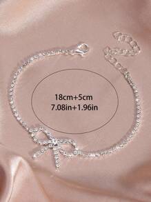 1pc Bling Bling Fully Crystalized Butterfly Bracelet Chain, Suitable For Women Daily, Party, Wedding, Birthday Wear - Silver - View 4