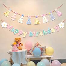 1 Peça Guirlanda Decorativa com Cores de Macaron para Festa de Aniversário, Chapéu de Aniversário Decorativo e Colorido, Material de Papel