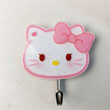 Sanrio Sanrio Cute Cartoon Sticky Hooks Featuring Characters Like Hello Kitty, Cinnamoroll, Kuromi, My Melody, And Pompom Purin, No-Drill Daily Home Decor Hooks, Perfect For Hanging Bath Towels, Hand Towels, Bags, Kitchen Tools, And Key Storage, Suitable For Living Room, Kitchen, Bathroom, Bedroom, Office Accessories