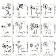 12 Stücke Pusteblumen Muster Thema UV DTF Transferaufkleber - DIY kreative Aufkleber zum Abdecken von Kratzern, für Laptops, Handyhüllen, Aufbewahrungsboxen & mehr (nur Transferpapier, keine Tassen), DIY Becher Aufkleber