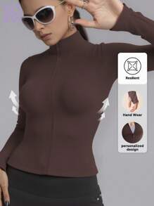 Soyun Chaqueta de yoga para mujer con pespuntes, delgada y ligera, para actividades al aire libre, viajes, ocio en casa, fiestas, oficina, gimnasio