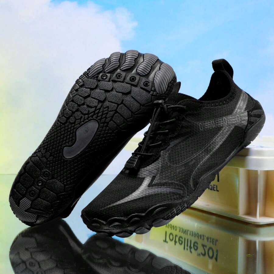 2025年新款加大码男女沙滩鞋，海边游泳鞋，女式户外速干凉鞋，防滑涉水鞋 - 黑色 - 查看 1