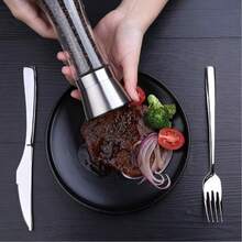 Premium Stainless Steel Salt And Pepper Grinder Set | Adjustable Ceramic Grinders - Small Silver Manual Grinder For Salt, Pepper And Spices [Without Spices] - View 2